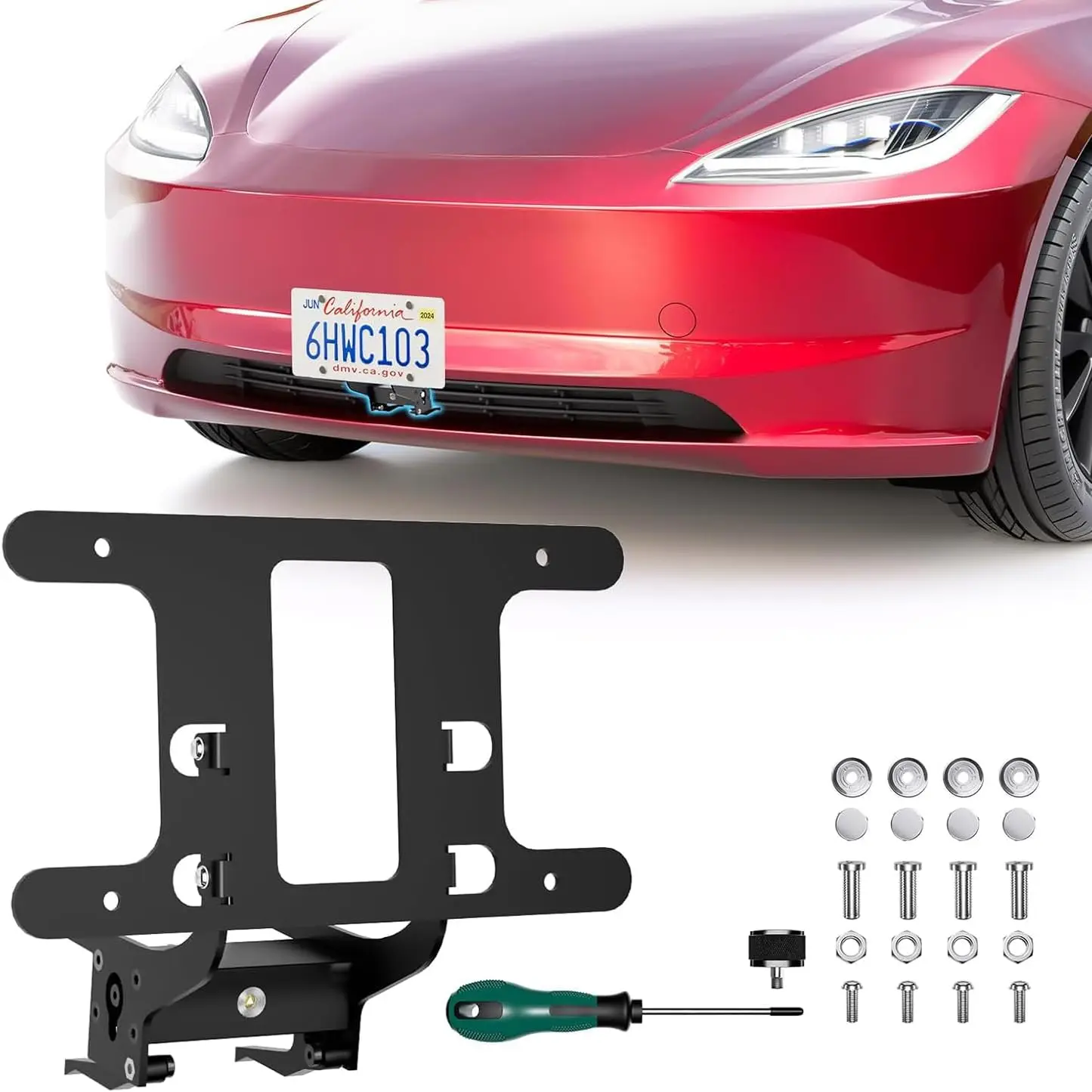 

Обновленный передний держатель номерного знака для модели 3 Highland (2024-2025) — без дрели, противоугонное крепление