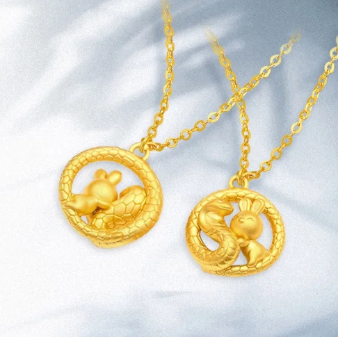 24k pure gold dragon pendants for women 3d hard gold rabbit pendant  yellow gold jewelry accessories