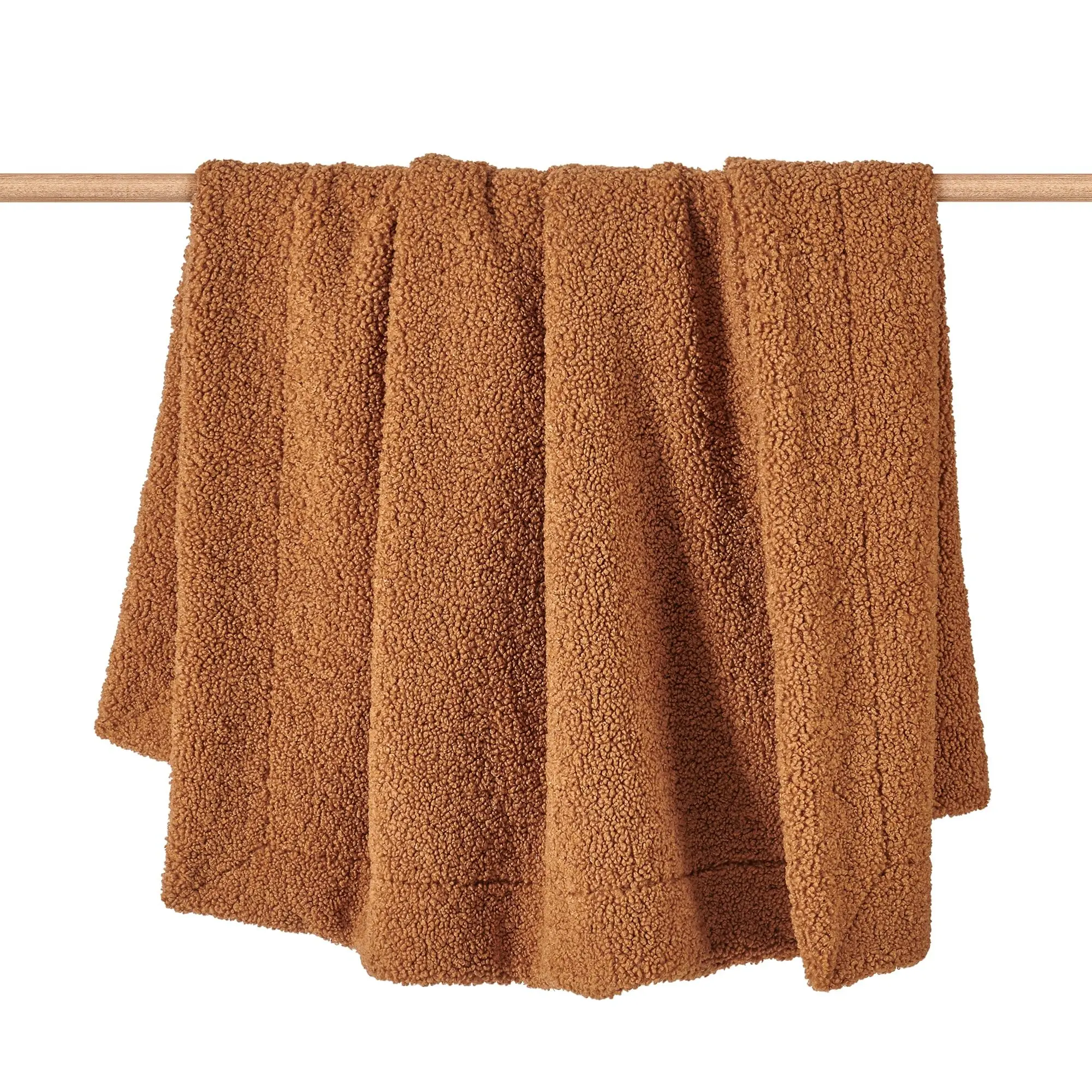 HiEnd Accents Teddy Caramel 60x90 inch Boucle Throw Blanket