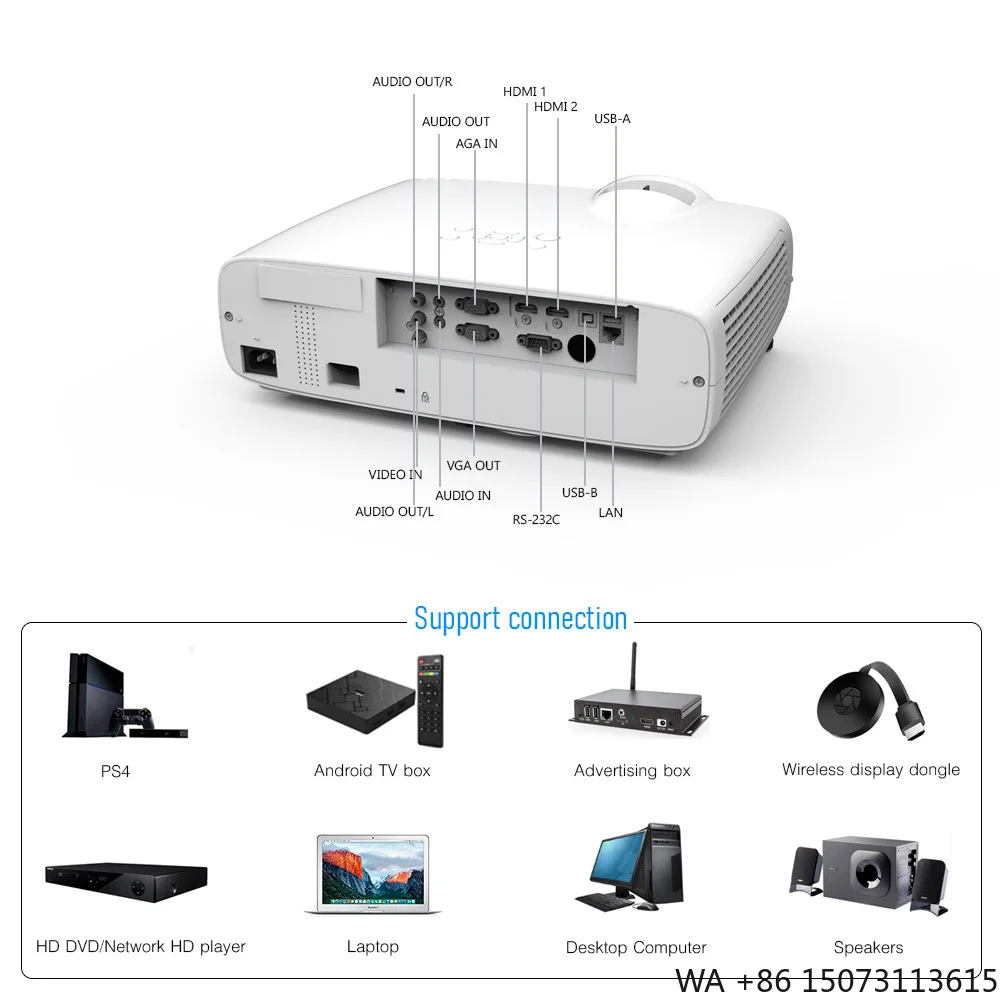 

Проектор Light Projector 4500 ANSI люмен, 1080P 3LCD, беспроводной, для бизнеса, Smart TV