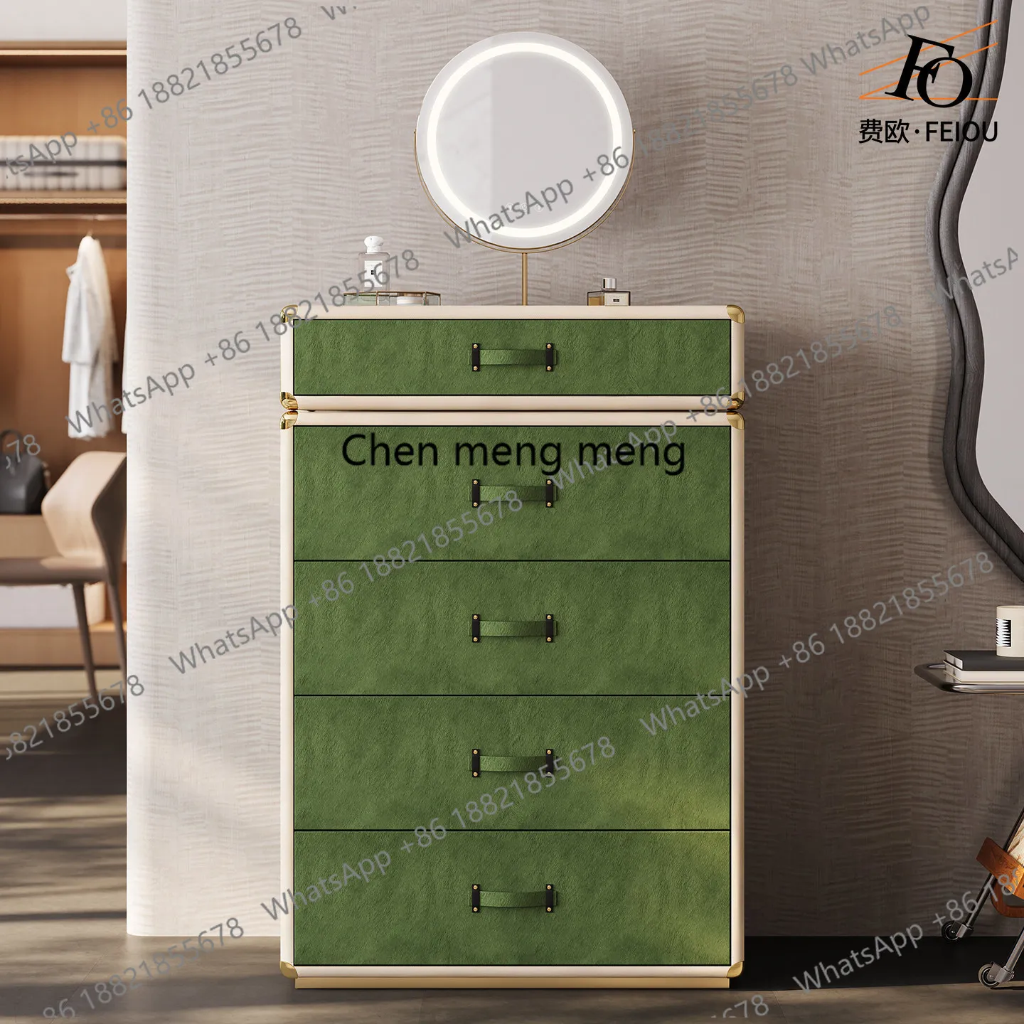 

High-end light luxury chest Italian milk cowhide horse hair jewelry storage dresser