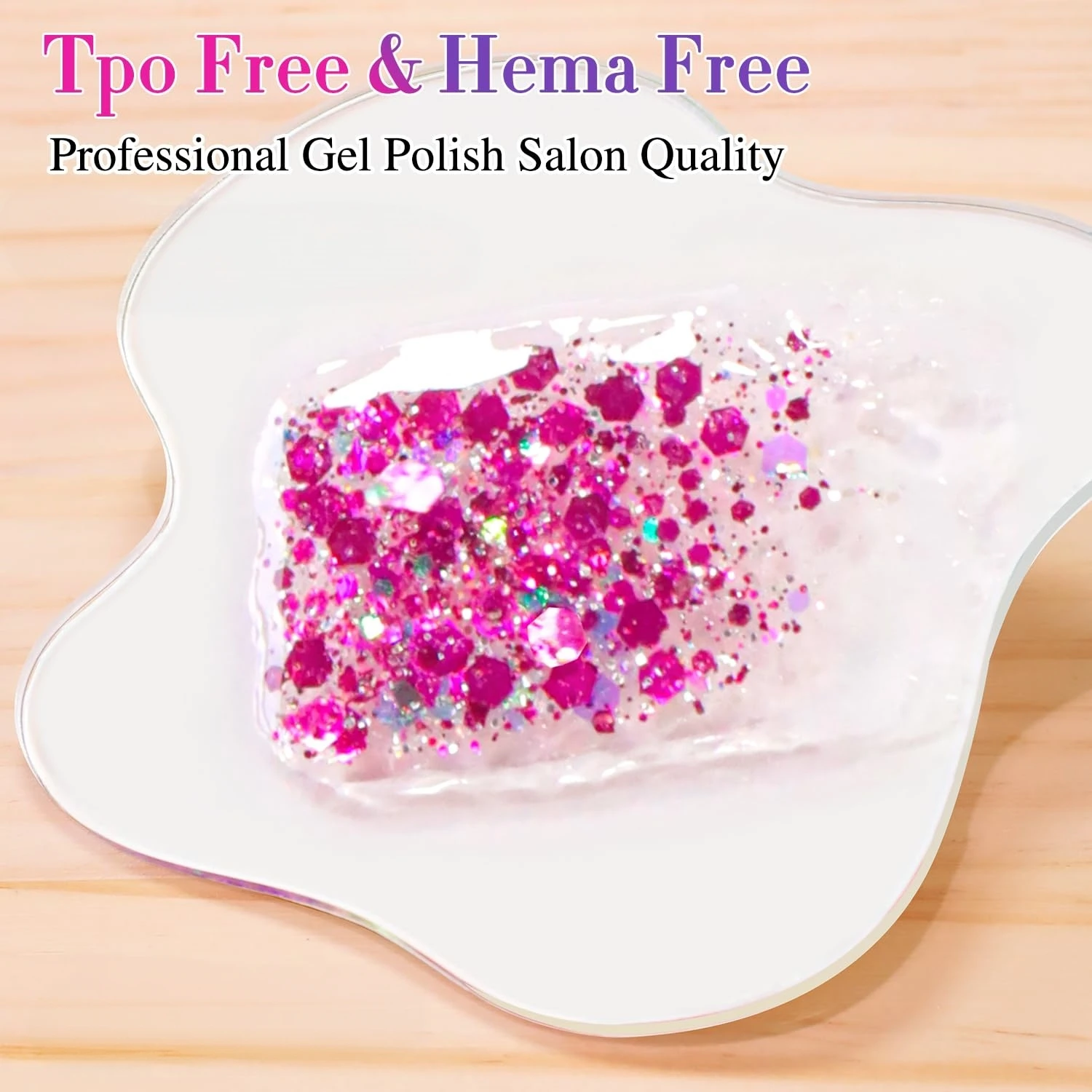 15ml Hot Pink Purple Chunky Glitter Nail Gel Polish, Sparkle Holographic Sequins UV LED Soak Off Gel for Halloween Christmas