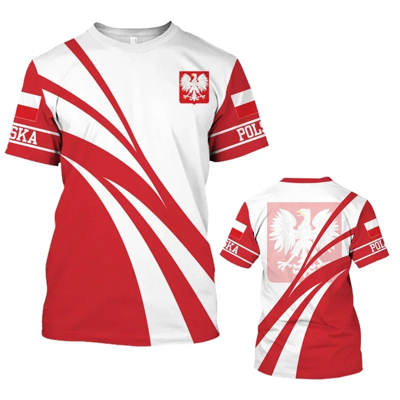 Polish Flag T-shirt 3D Printed Men's and Women's Running Bike Sweatshirts Casual Tops Mesh Fabric Material T-shirt