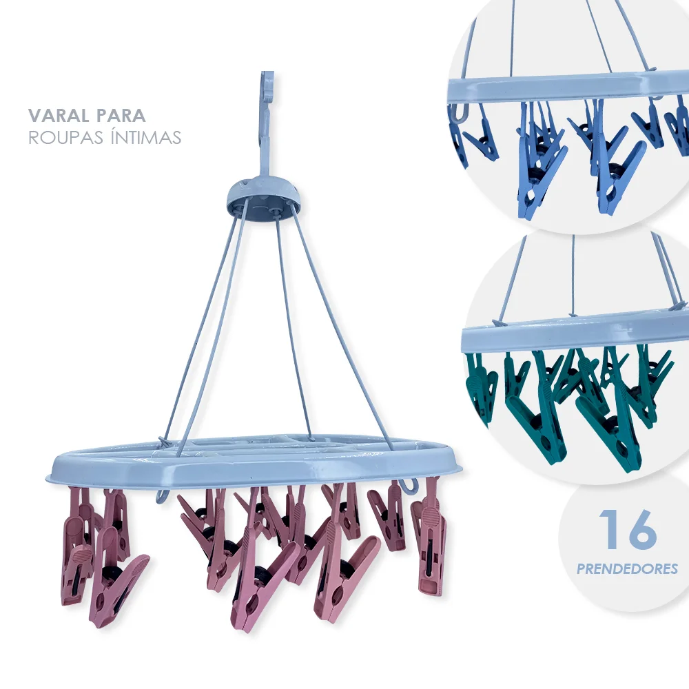 Have an efficient and organized drying for your underwear with our exclusive Oval Varal. With capacity for 16