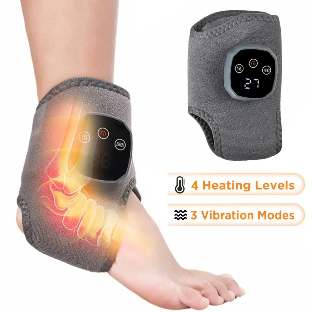 

Electric Heat And Vibration Ankle Massager 4 Heat Levels 3 Vibration Modes Heating Ankle Massage Belt Infrared Hot Compress