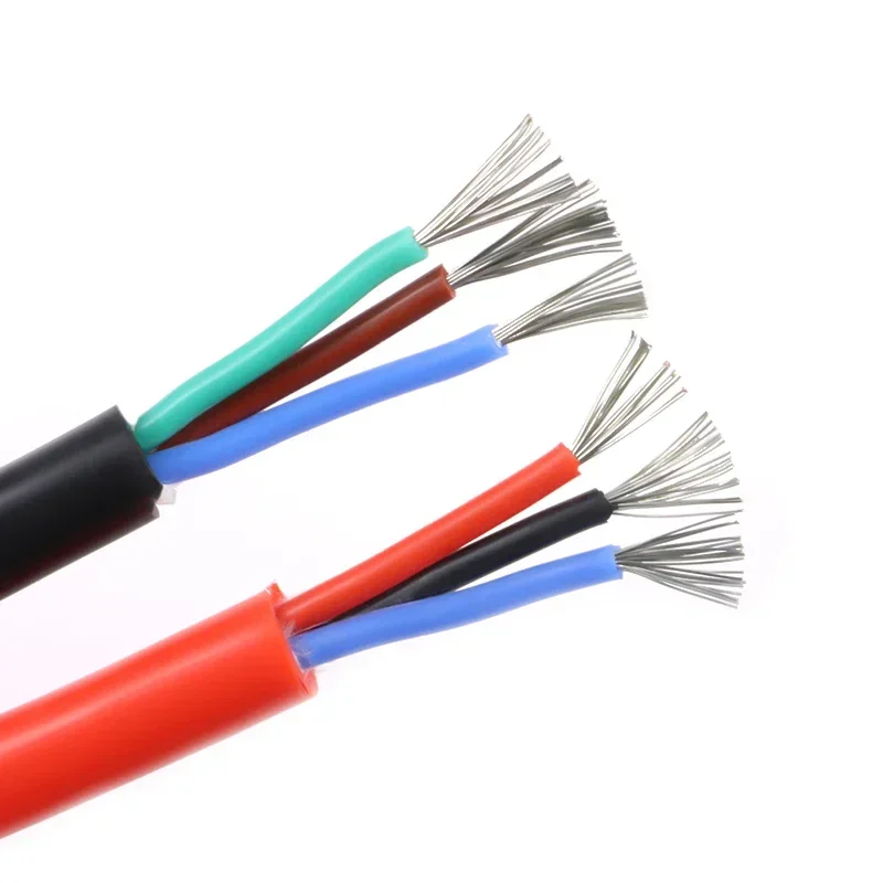 1/5M Sq 0.3 0.5 0.75 1 1.5 2 4mm Ultra Silicone Rubber Cable 2 3 4 6 Cores Insulated Flexible Copper High Temperature Wire