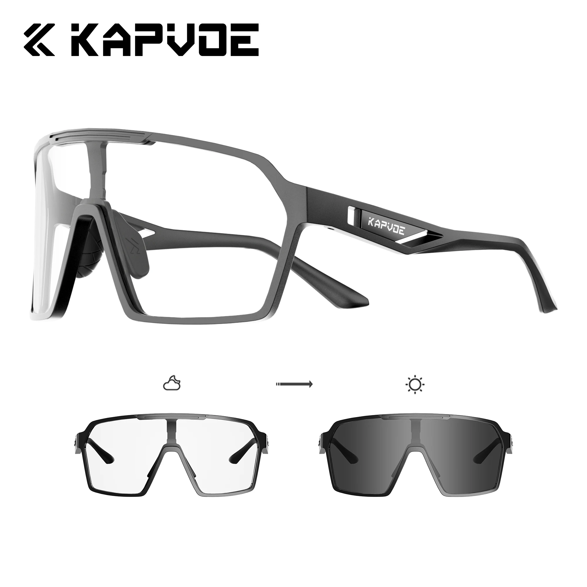 2026 Kapvoe Photochrome Sportsonnenbrille für Herren, Radfahrbrille für Damen, MTB-Brille, Sport-Baseball-Sonnenbrille, UV400-Schutzbrille