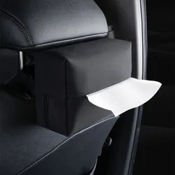 Car Tissue Box Holder Nappa Leather Car Center Console Armrest Napkin Box Sun Visor Backseat Tissue Case with Fix Strap