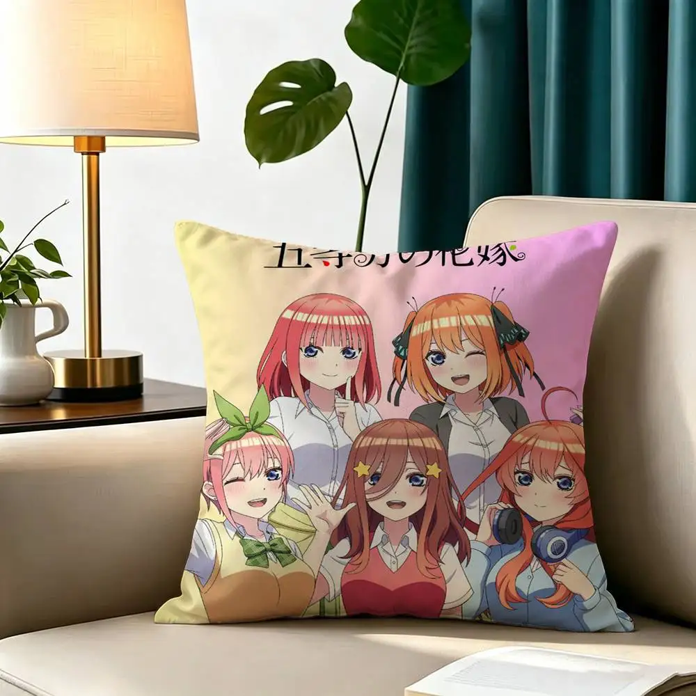 The Q-Quintessential Q-Quintuplets  Square Double-Sided printed Pillow Case Bedroom Bedside Pillow Sofa Cushion Cover