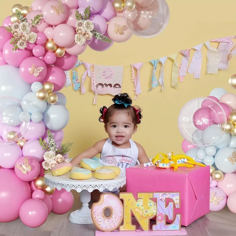 Kit de arco de globos rosa claro y azul con guirnalda de globos de princesa dorada, rosa y naranja para boda, cumpleaños, Baby Shower G