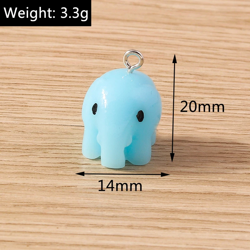 Tusember 10 Stück Harzanhänger, niedliche Cartoon-3D-Elefanten-Charms für Schmuckherstellung, DIY-Armband, Halskette, Ohrring, handgemachtes Kunsthandwerk – Detail 1