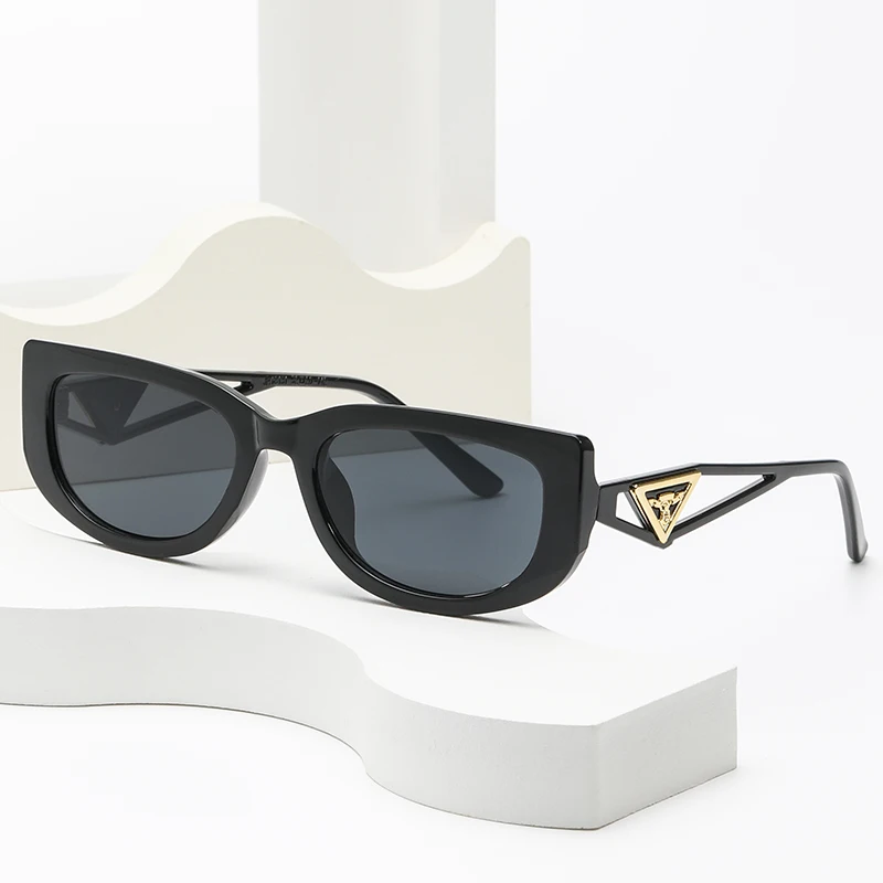 New Small Frame Cat Eye Sunglasses Women Personality Hollow Triangle Sun Glasses Men Trendy Retro Oval Gafas De Sol Mujer UV400
