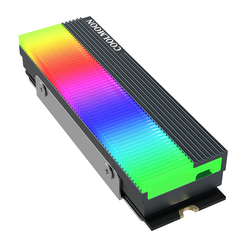 Coolmoon M2A M.2 NVMe SSD Heatsink Cooler High Performance with ARGB Synchronized Lighting Strip for Gaming PC Desktop Computers