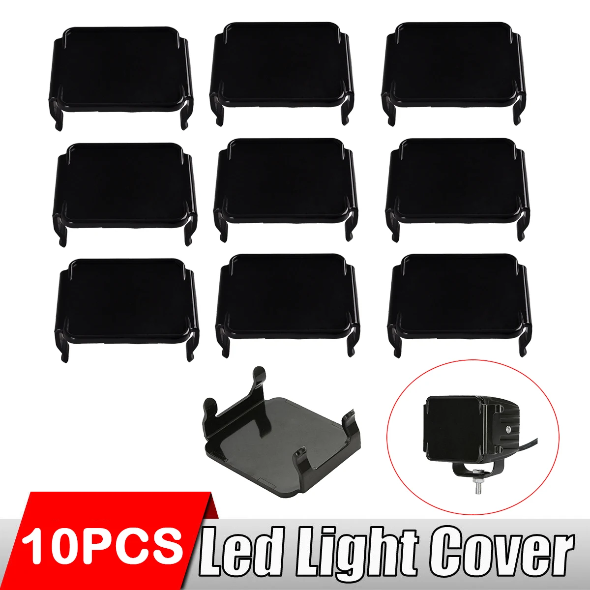 10pcs 3 inch Led Work Light Cover Cube Pods Dustproof Protector Amber/Black/Red/Green/Blue/Yellow Cover for Car Truck Fog Lamp