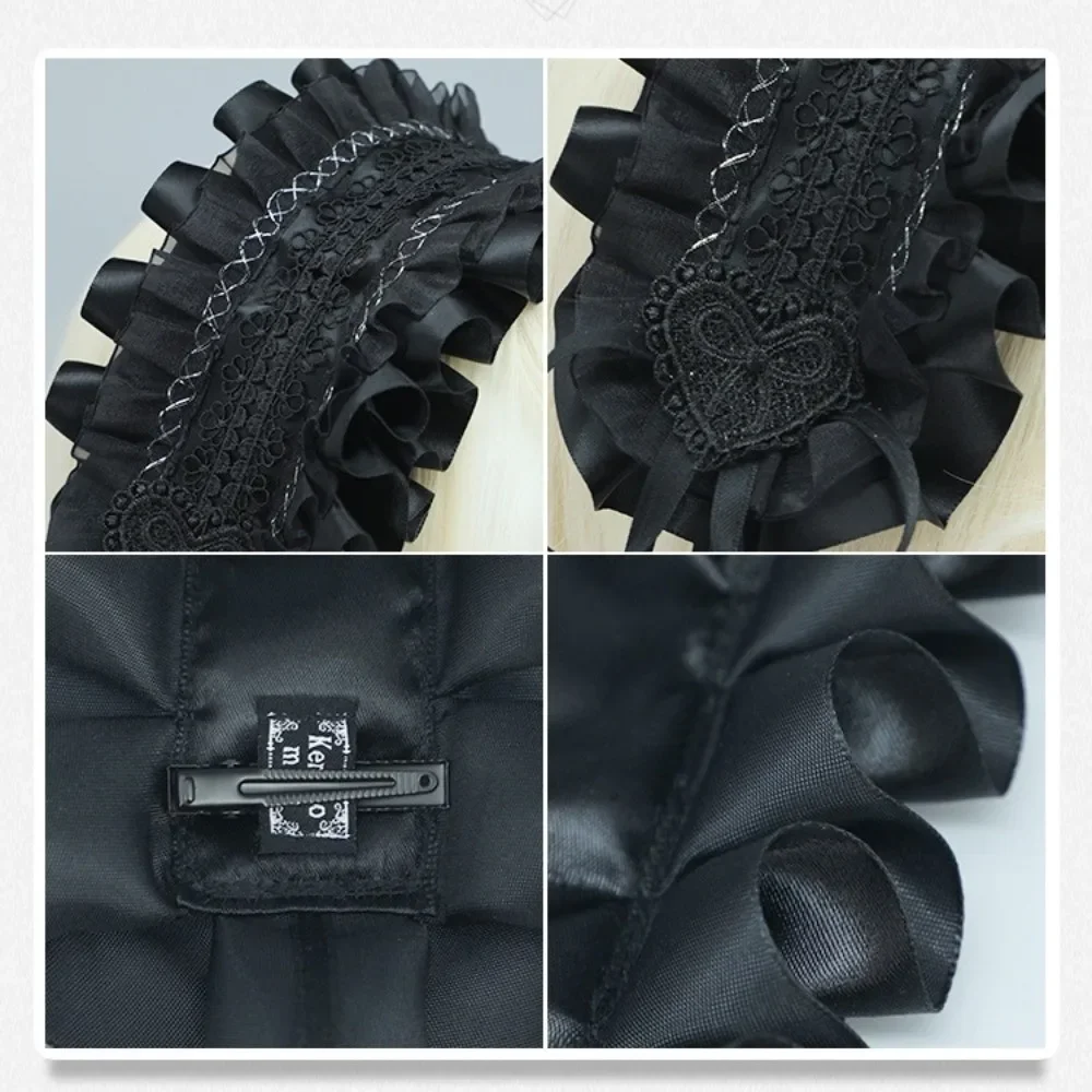 الحلو القوطية لوليتا عقال الشريط الدانتيل تكدرت تأثيري غطاء الرأس مع دبابيس الشعر الحب القلب رئيس التفاف النساء #6