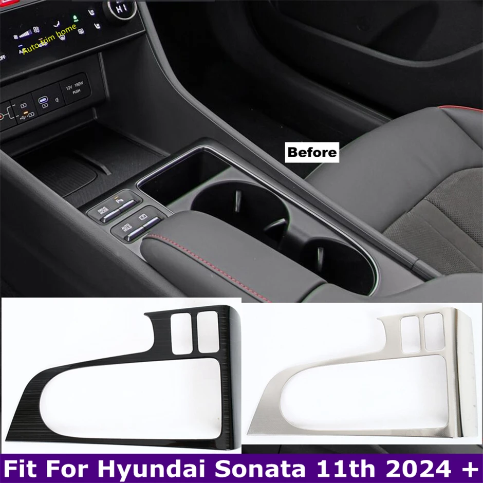 

Stainless Steel Stalls Center Control Gear Shift Box Decoration Panel Cover Trim For Hyundai Sonata 11th 2024 2025 Black Brushed
