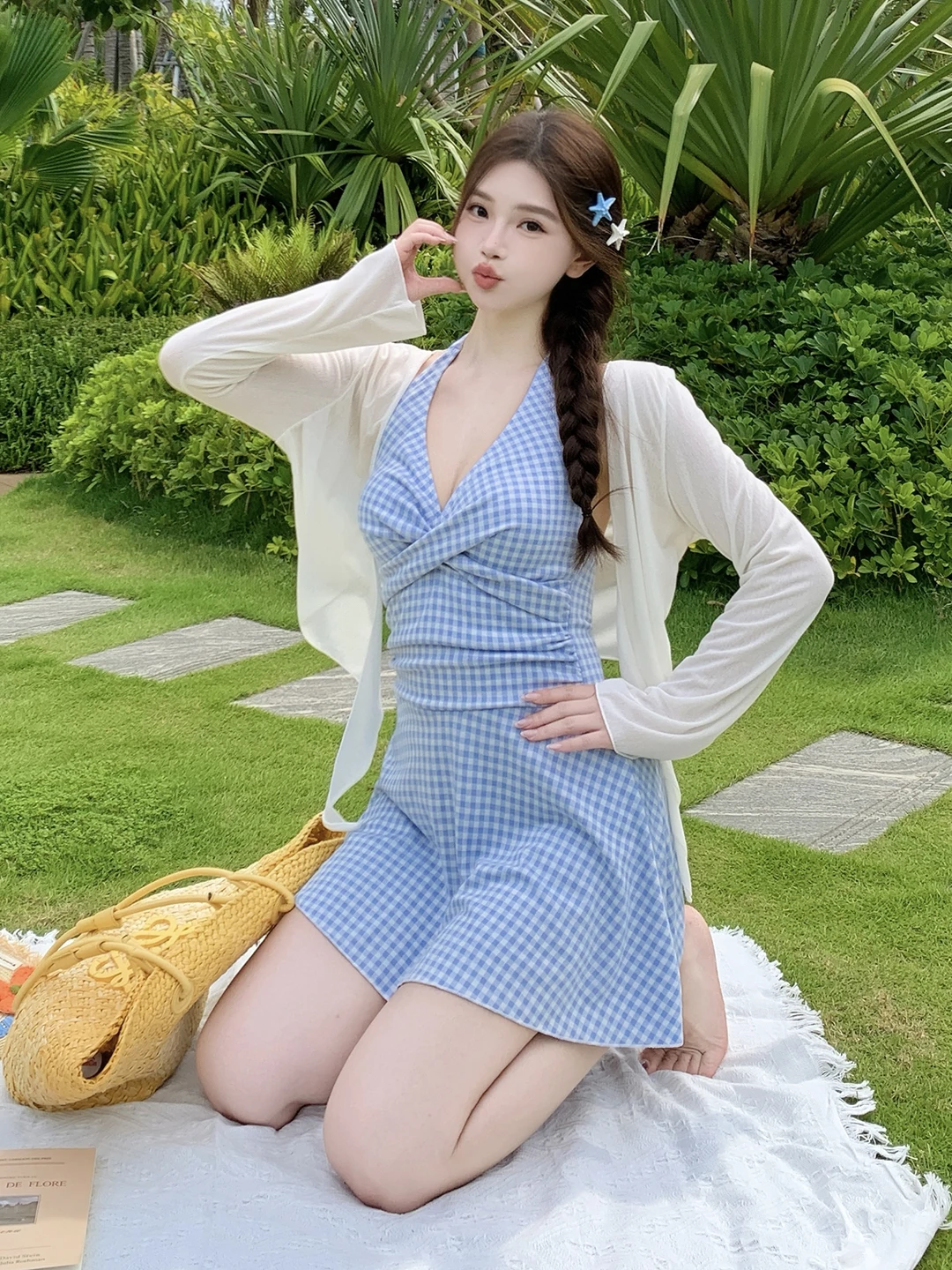 Alice Women's One-Piece Swimsuit Long Sleeve Thermal Vacation New 2026 Slimming Meat Covering plus Size Two-Piece Cover up