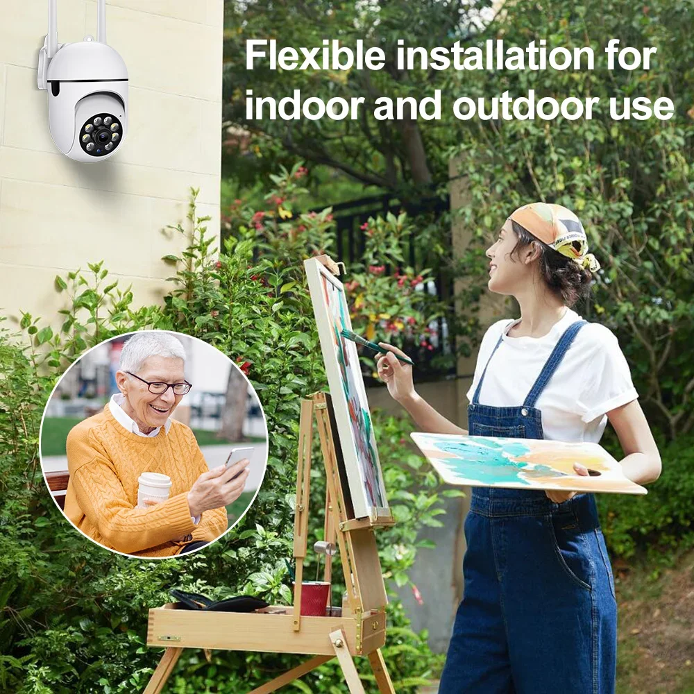 كاميرا A7 IP ذكية في الهواء الطلق أمن الوطن WIFI CCTV مراقبة مع رؤية ليلية ملونة لاسلكية HD 2-Way Audio 1080P