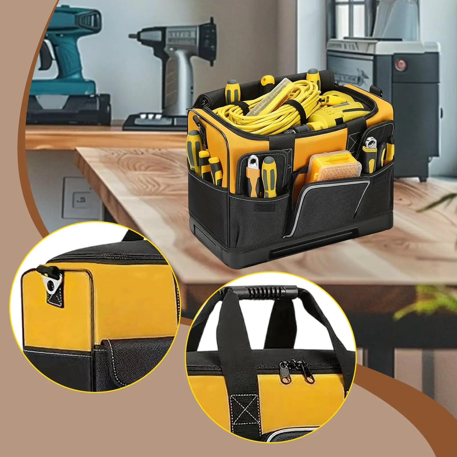 多用途ツールポーチ-多層収納-耐摩耗性ハンドバッグ-配管工や作業工具の整理に最適