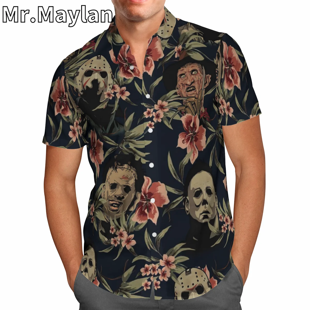 

New Halloween Scary Movie 3D Horror Shirt Hawaii Shirt Men Summer Short Sleeve Shirts 2023 Oversized 5XL shirt Chemise Homme-099