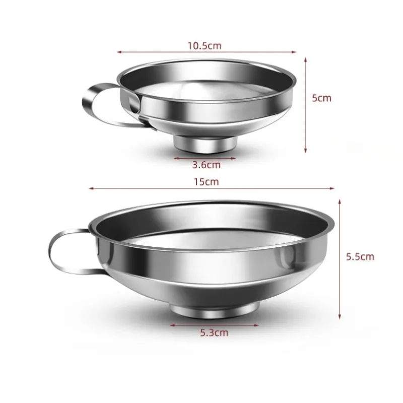 1 قطعة العملي 2 حجم الفولاذ المقاوم للصدأ واسعة الفم تعليب قمع سلطة خلع الملابس السائل قمع هوبر تصفية أدوات مطبخ الأدوات