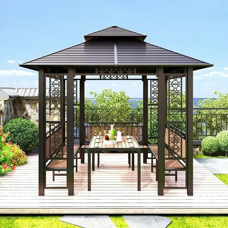 Hys outdoor gazebo courtyard outdoor wrought iron tent villa leisure galvanized pavilion balcony awning awning
