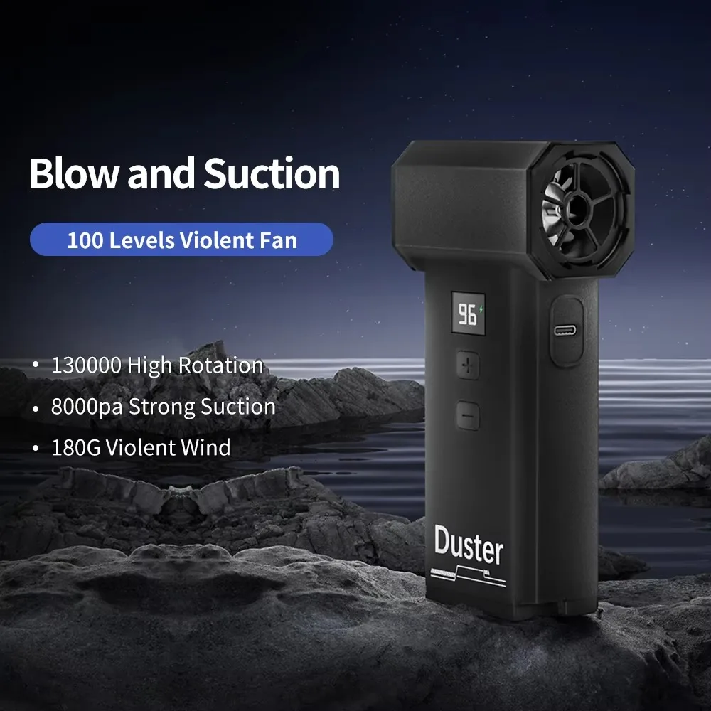 130,000RPM Jet Turbo King Kong Jetfan Strong Violent Fan 8000Pa Portable Handheld Blower with LED Lighting Dust Elimination Comp