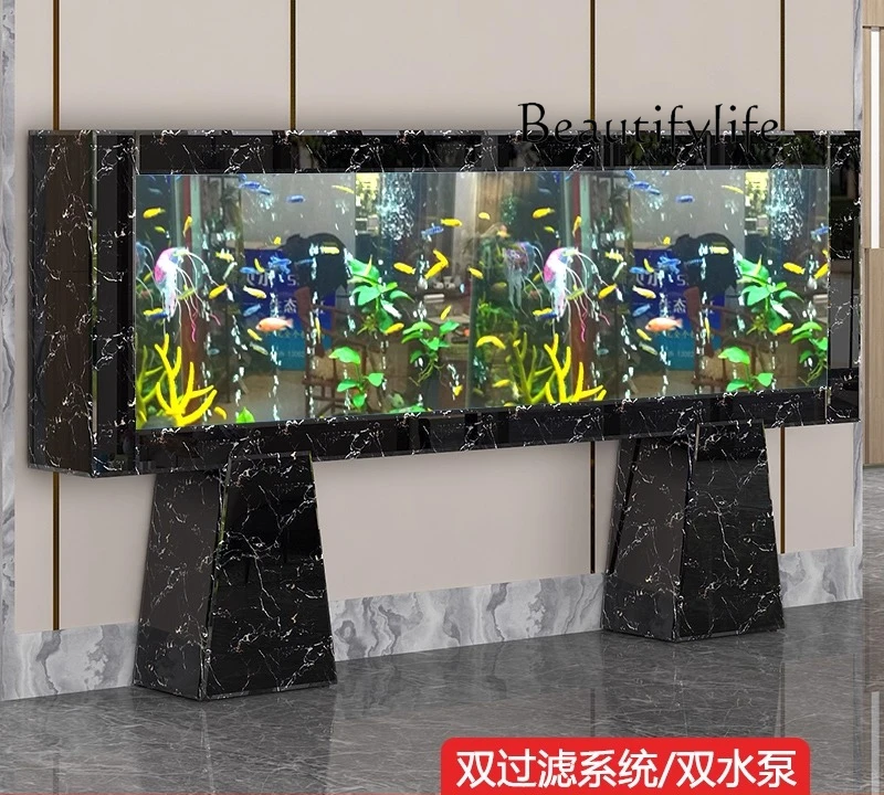 

arowana tank floor aquarium customization Fish tank living room large home office ecological high-end ultra-white