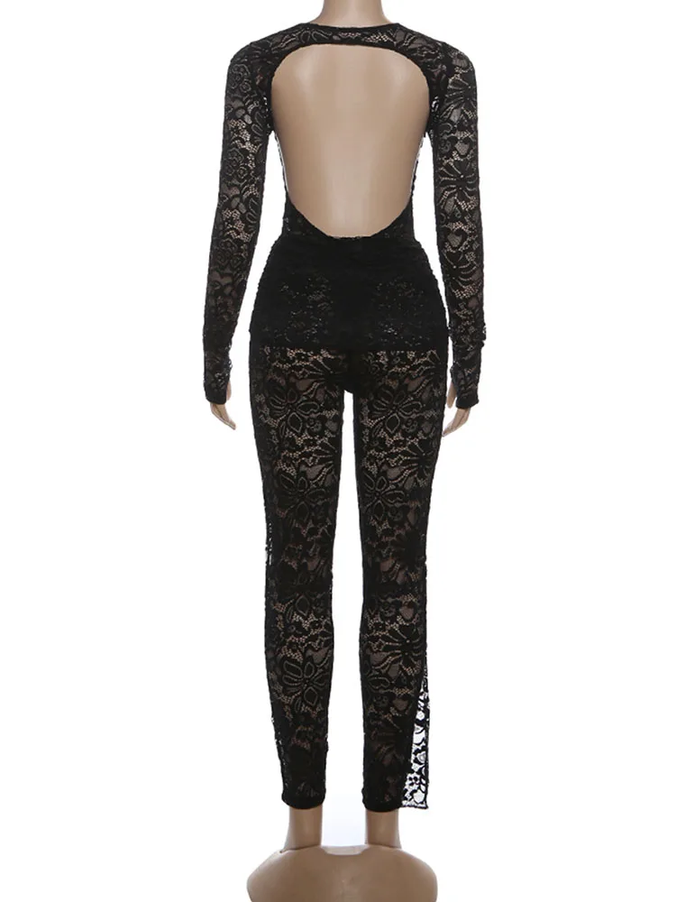 Weird Puss Jacquard Sexy 2 Piece Set Women Hipster Coquette Backless Bodysuit+Flanging Ribbon Pants Matching Midnight Clubwear