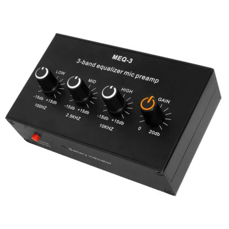 

MEQ-3 3-Segment Equalizer Tone Treble Mid Bass Adjust Computer Game Headset Ear Amplifier Audio Signal Preamplifier