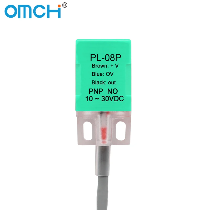 OMCH PNP NO/NC PL-05P/08P Sensor de proximidad inductivo interruptor de acercamiento cuadrado Detector sonda de nivel de cama distancia de detección 5/8mm
