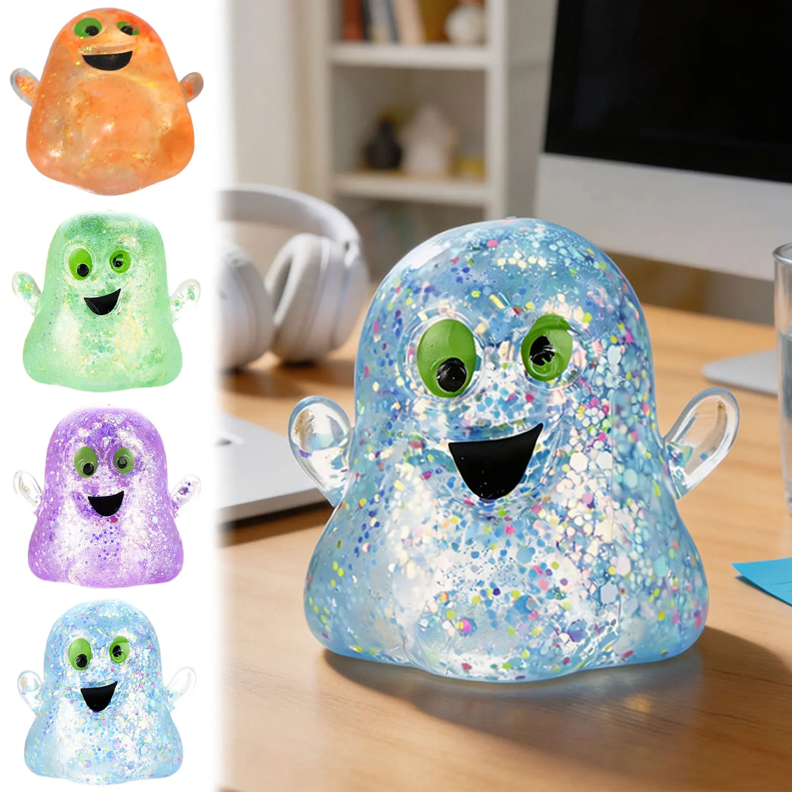 Stretchy Ghosts Squishies Stress Ball,Maltose Texture Stress Relief Toy,Halloween Ghosts Squeeze Toy,Effectively Relieves Stress