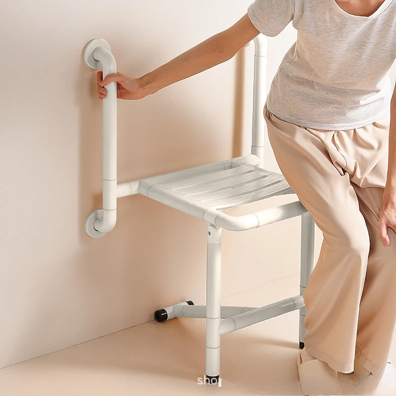 Wall Mounted Chair Diagonal Leg Support Bathroom Folding Stool, Bath Chairs, Disabled Bathroom Safety Non-slip Shower Seats