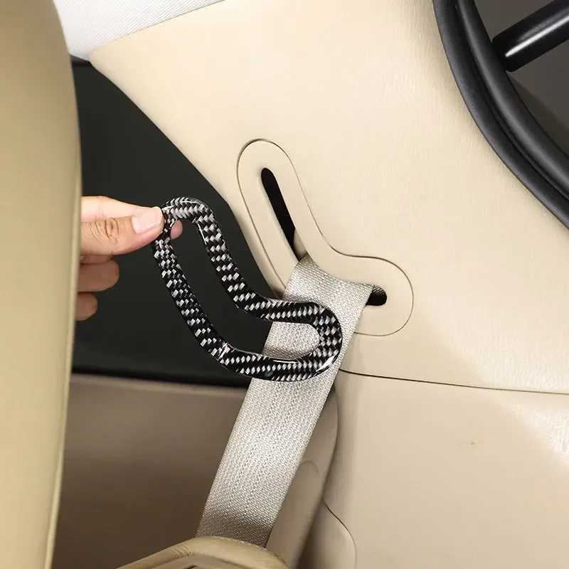 

For Nissan Pathfinder 2013-2018 Soft Carbon Fiber Car Third Row Seat Belts Panel Cover Trim Sticker Car Accessories