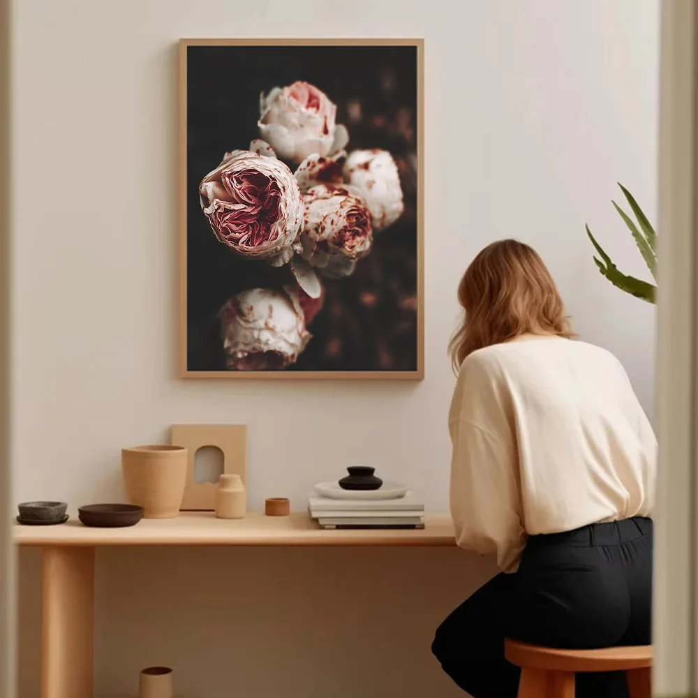 خمر روز قماش جدار الفن الأزهار اللوحة رومانسية زهرة طباعة النباتية ديكور المنزل صورة كبيرة الحجم العمل الفني الحديث #5