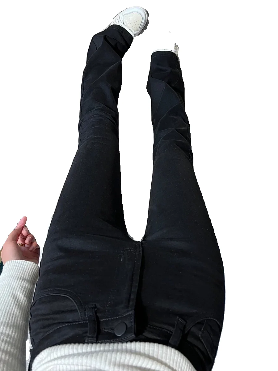 Vaqueros acampanados de cintura alta para mujer Primavera Faion 2024 Slim Fit Elástico Bla Jeans Cintura alta Bell Bot Estiramiento largo de algodón...