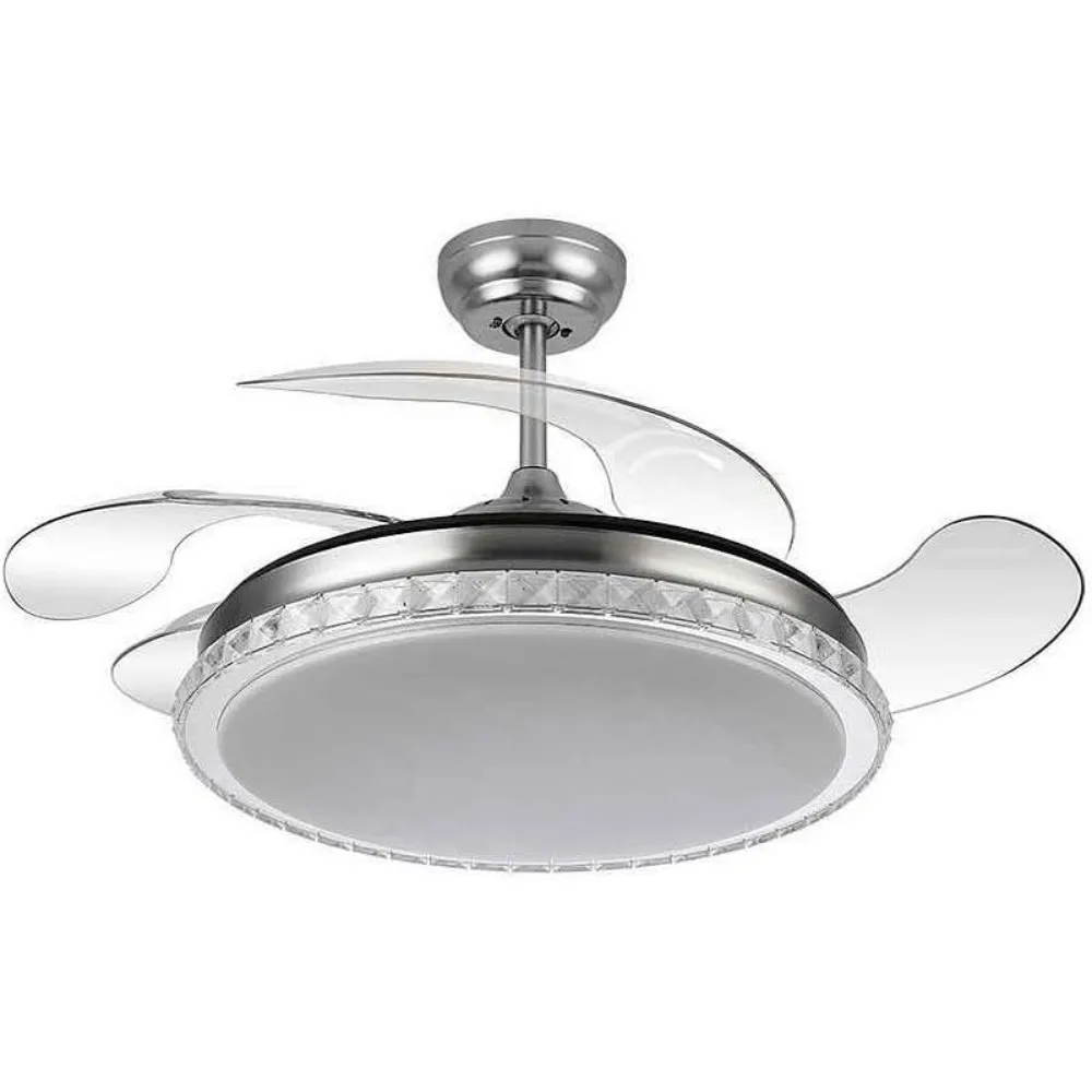 Ventilador niquel modelo BILIKU motor DC, LED 72w FABRILAMP