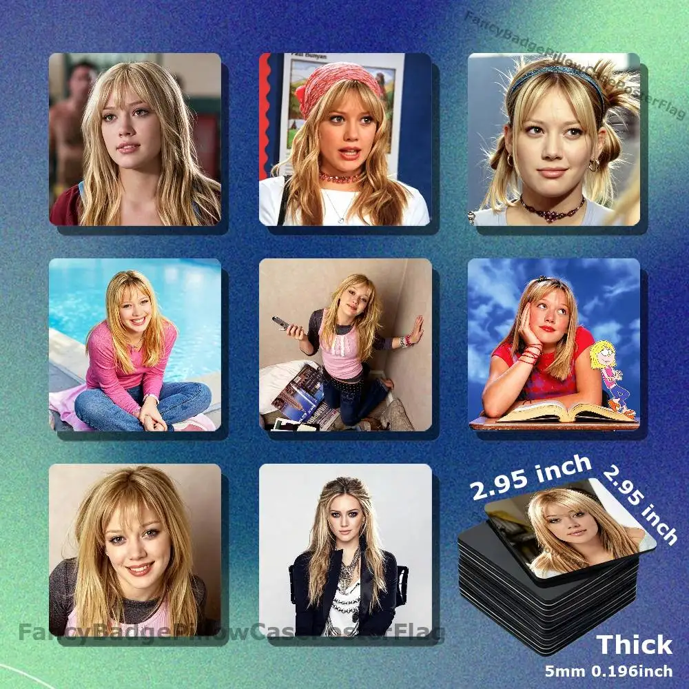 H-Hilary Duff Luck or something Magnetic Square Refrigerator Sticker Creative DIY Acrylic Fridge Magnets Souvenir Gift