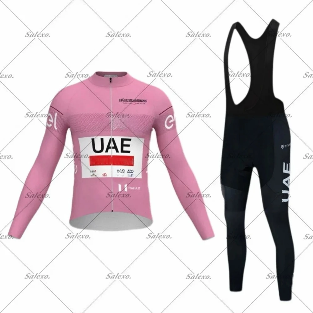 UAE TEAN Cycling Jersey Set Summer Long Sleeve Cycling Clothes Men's Bicycle Shirt MTB Uniform Bike Clothing Maillot Ciclismo