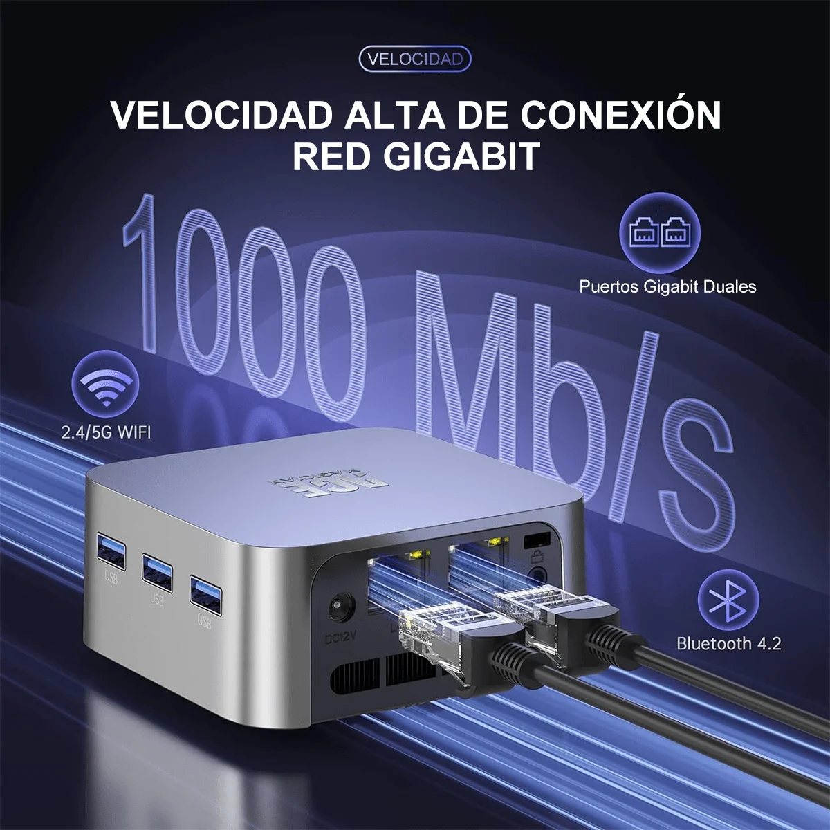 جهاز كمبيوتر صغير ACEMAGIC T8puls مزود بمعالج Intel N95 LPDDR5 12GB SSD 256GB turbo 3.4 جيجا هرتز مكتب الأعمال WIFI 5+BT4.2