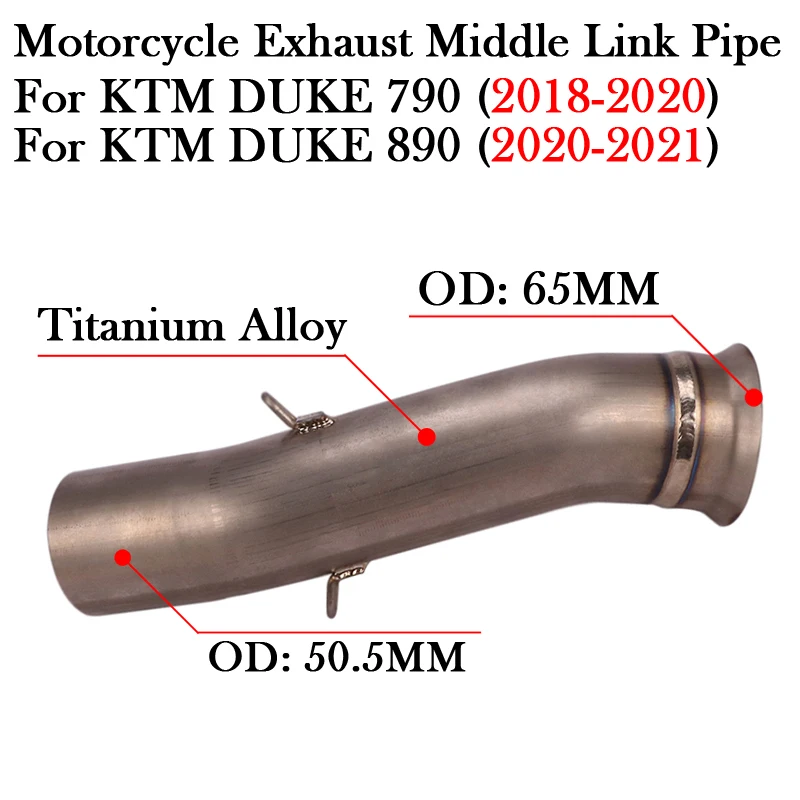 

Titanium Alloy Motorcycle Exhaust Escape Moto Modify Muffler Middle Link Pipe For KTM DUKE 790 890 DUKE790 DUKE890 2018 - 2021