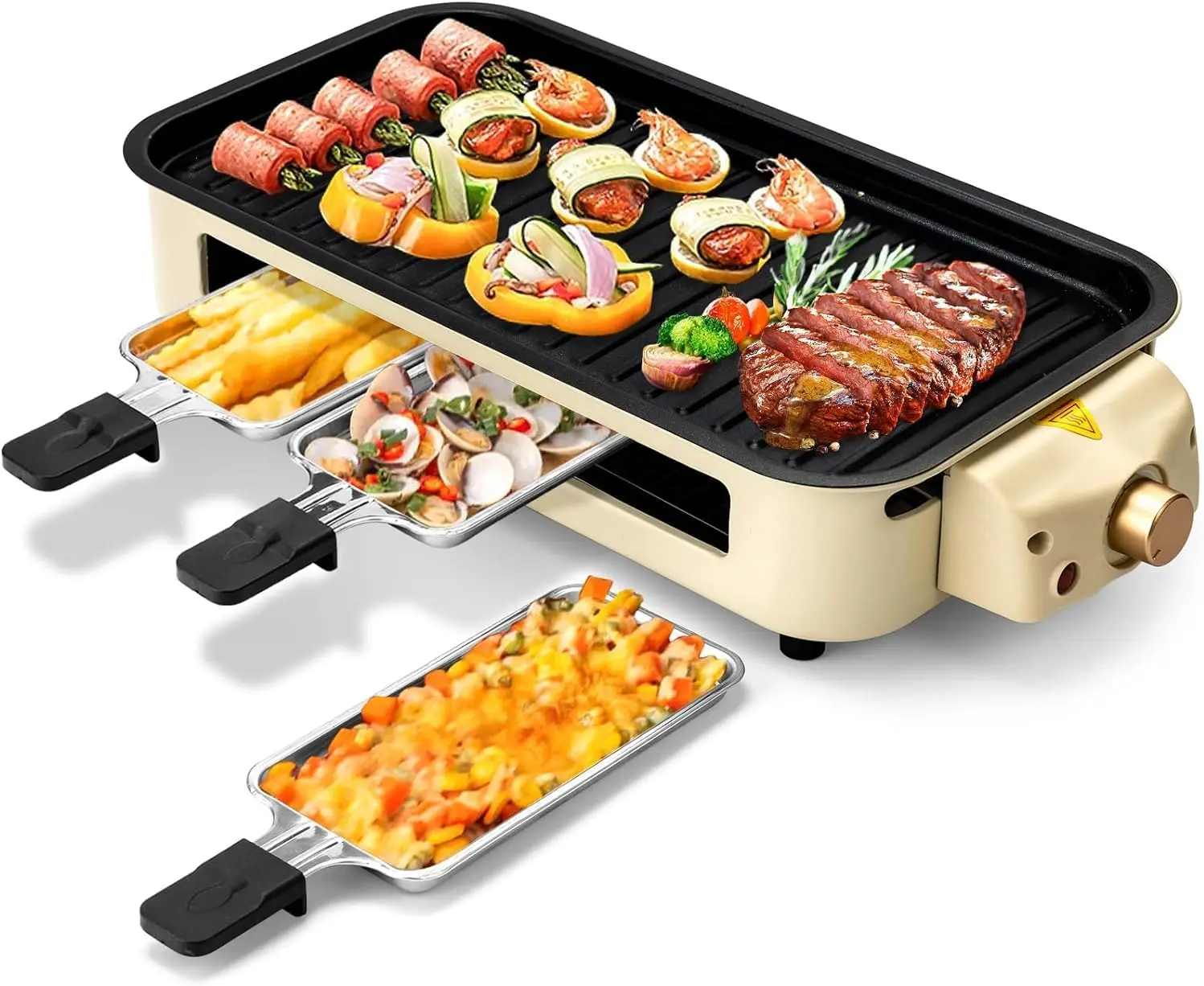 Indoor Grill,2 in 1 Indoor Grills for Kitchen with Grill Net & Non-Stick Cooking Removable Plate, Temperature Control, Dishwashe