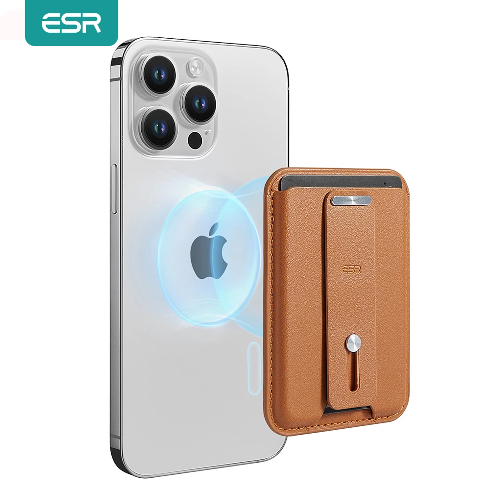 Magnetyczny portfel ESR do iPhone'a serii 17/16/15/14/13/12 z miejscem na karty i uchwytem, idealny na prezent.