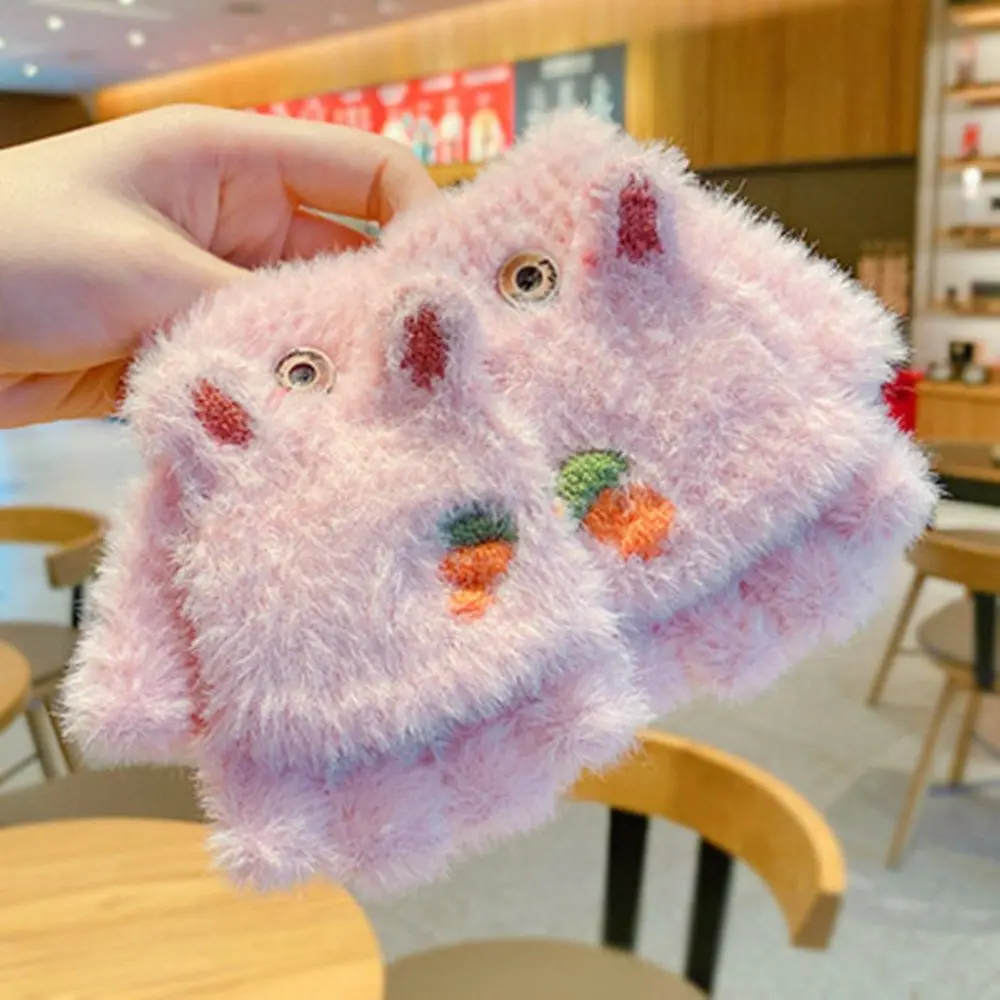 Cute Girls Plush Gloves Children Students Windproof Thicken Warm Mittens Winter Soft Flip Type Gloves Hand Warmer For Boys Girls