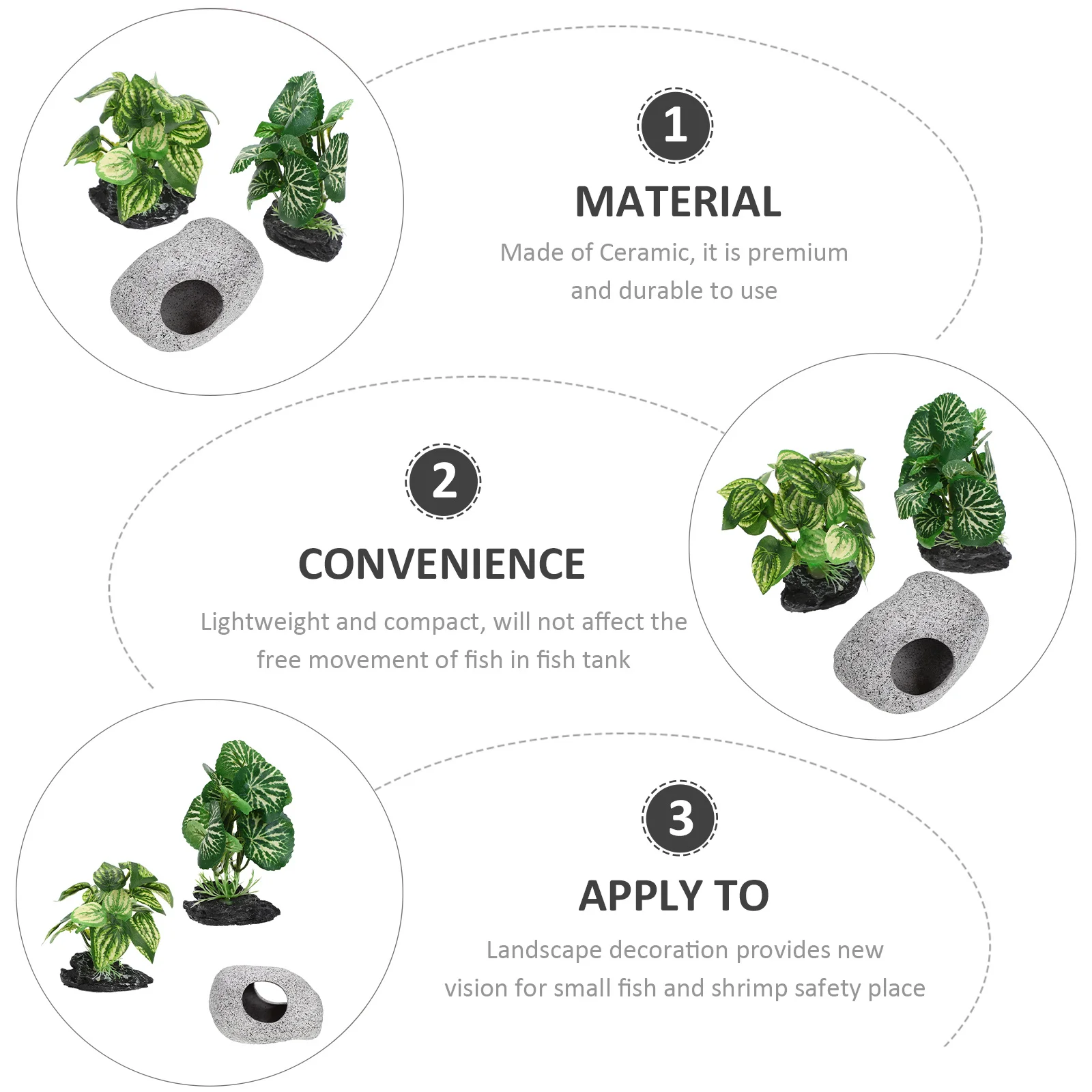 

1Set Decorative Aquarium Plant and Cave Fine Workmanship Vivid Fish Tank Landscape Accessory Aquarium Grass Ceramic Fish Cave