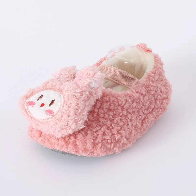 Winter Warm Lambwool Baby Shoes Thick Cotton Plush Elastic Newborn Boots Non-slip Soft Soled Infant Toddler First Walkers