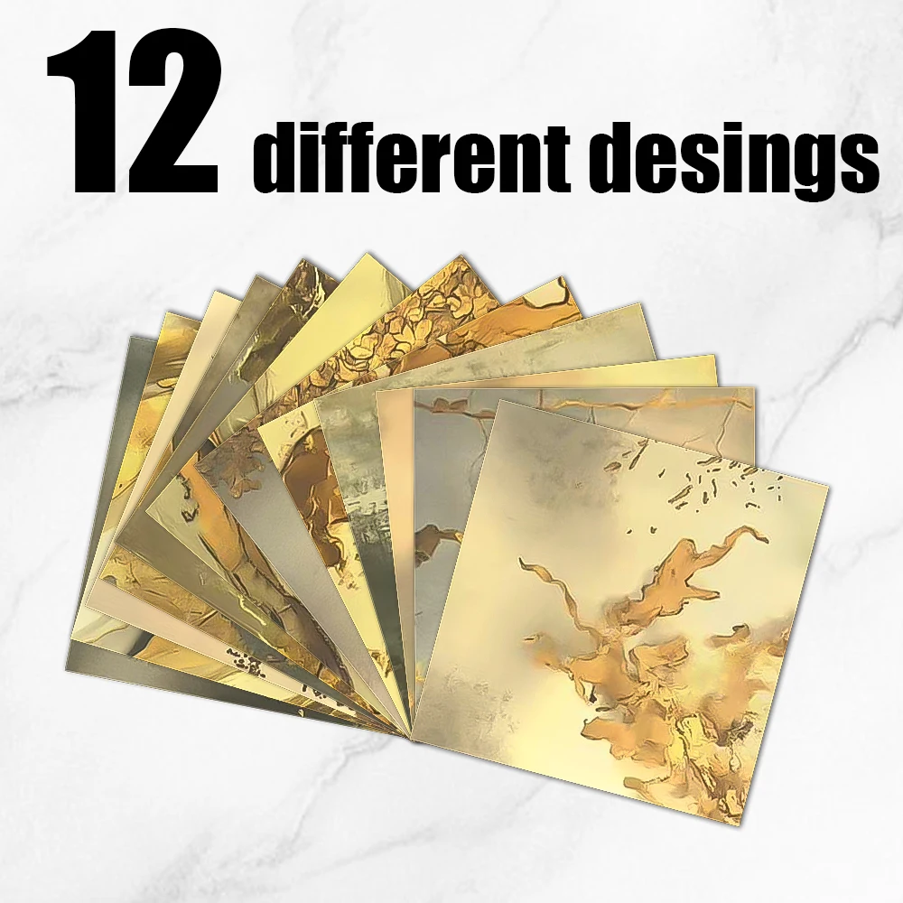 Mr. Paper Golden Sand Material Paper 12 Designs 24 Sheets Abstract Fluid Gold Foil Scrapbook Paper Journaling Decor