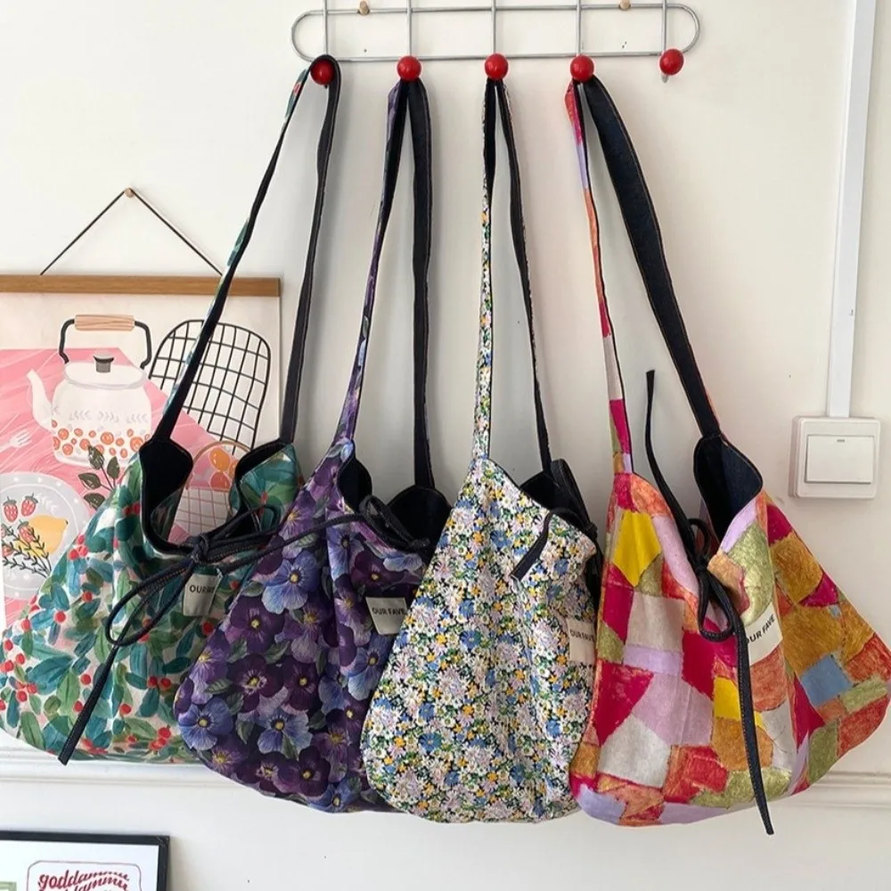 

Тканевая двусторонняя джинсовая сумка с цветком, большая вместительная джинсовая сумка на плечо, сумка в корейском стиле, богемная сумка-мессенджер, уличная сумка