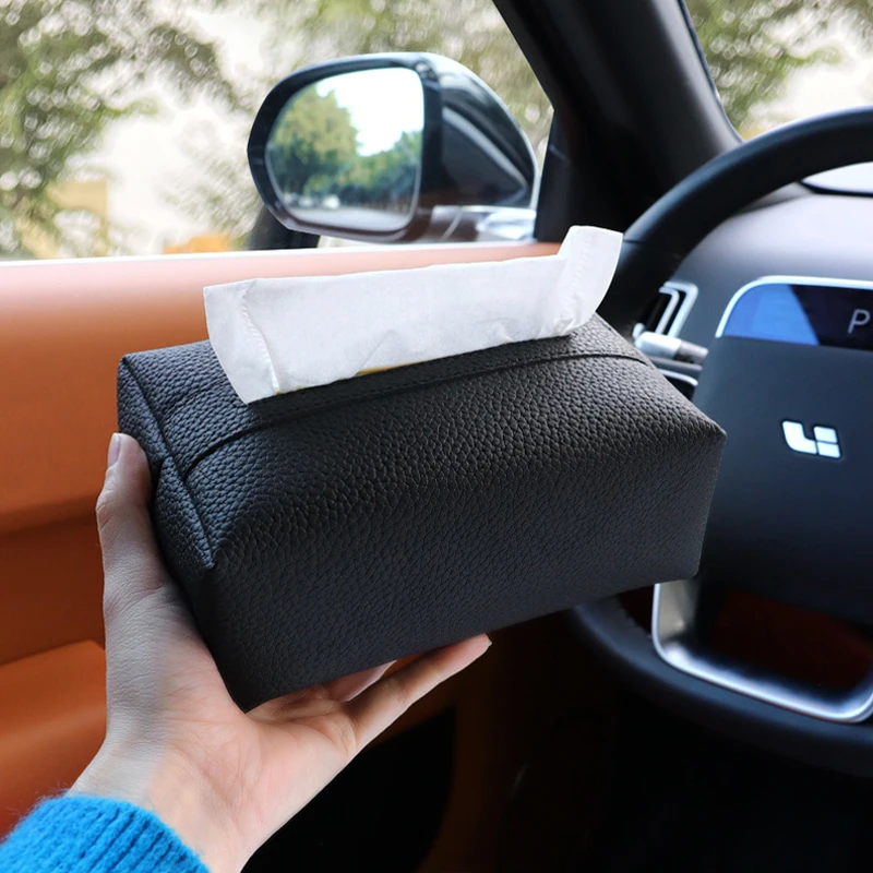 

1Pc Portable Car Tissue Box Leather Seat Back Napkin Holder Auto Console Paper Storage Case Suitable for Toyota Honda BMW VW