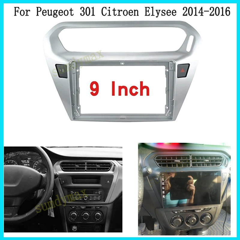 1din 9inch big screen 2 Din android Car Radio Fascia Frame for Peugeot 301 CITRON ELYSEE 2014 car panel frame Dash Mount Kit